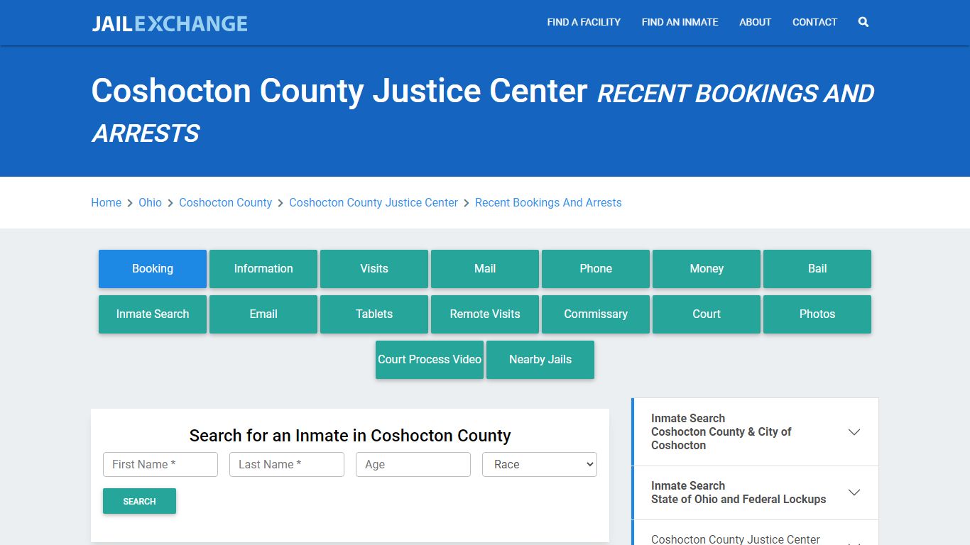 Coshocton County Justice Center Recent Bookings And Arrests - Jail Exchange