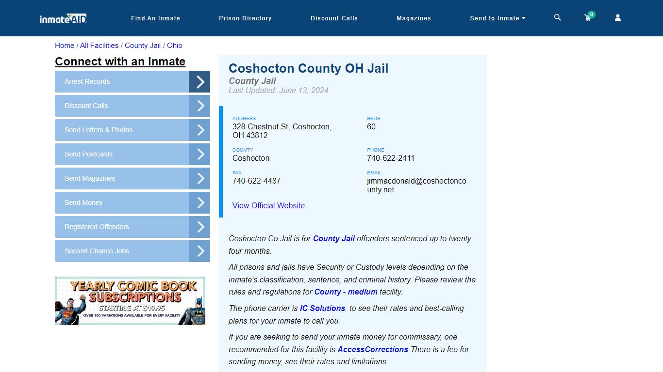 Coshocton County OH Jail - Inmate Locator